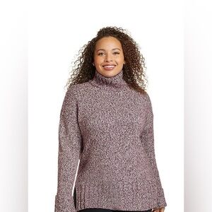 Eddie Bauer Womens Plus Cotton Funnel Turtle Neck Sweater Lilac Purple 3X